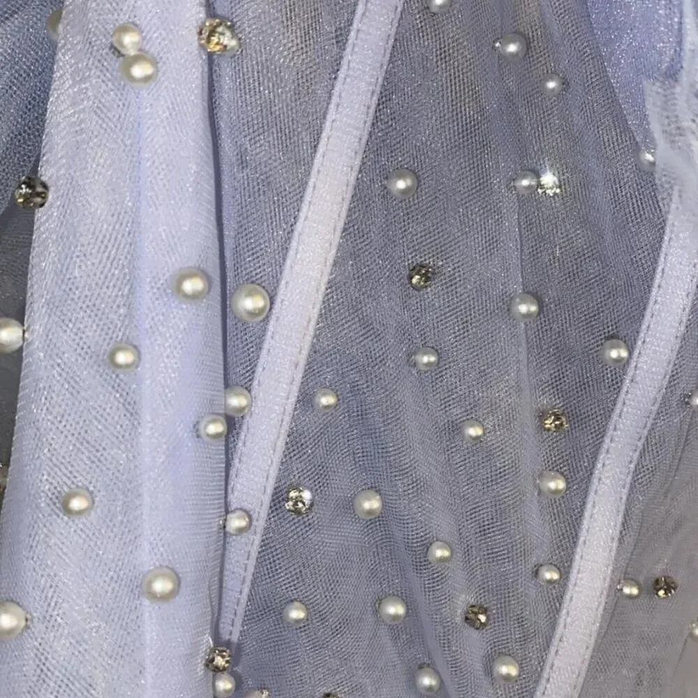 Sky Blue Dress with Sequin Appliques - Picture 7 of 12